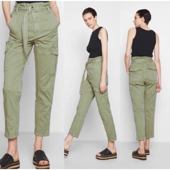 Frame Women's Safari Paperbag Cargo Belted Pants in Washed Olive Green
Size 26 - Picture 1 of 9
